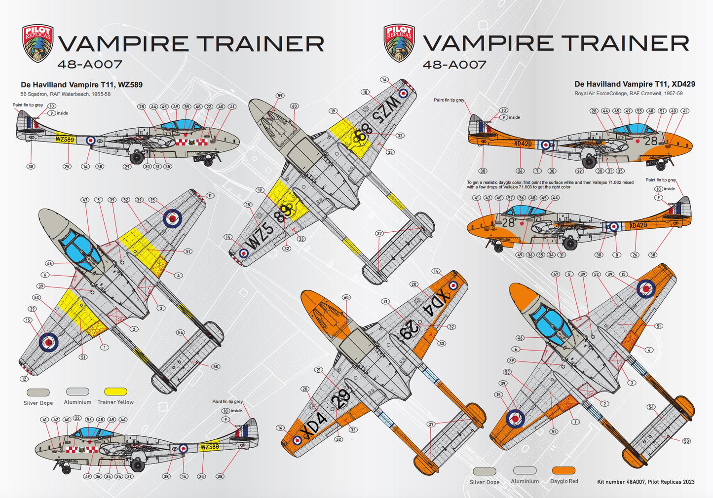 Vampire T11 in RAF service, 1/48 scale. 48A007