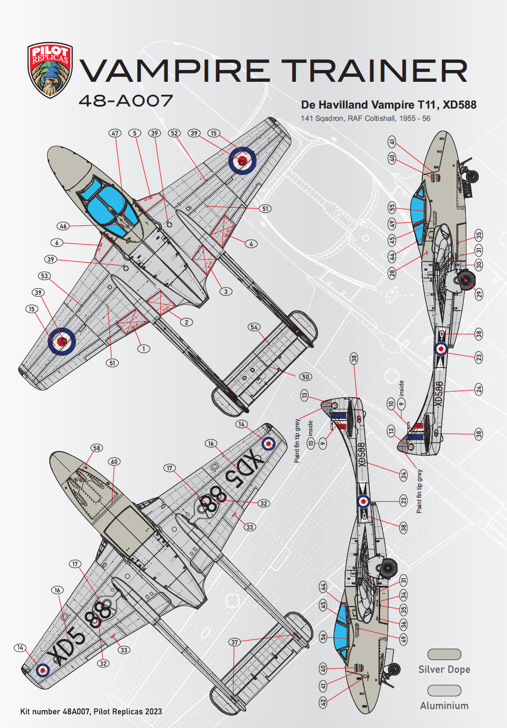 Vampire T11 in RAF service, 1/48 scale. 48A007