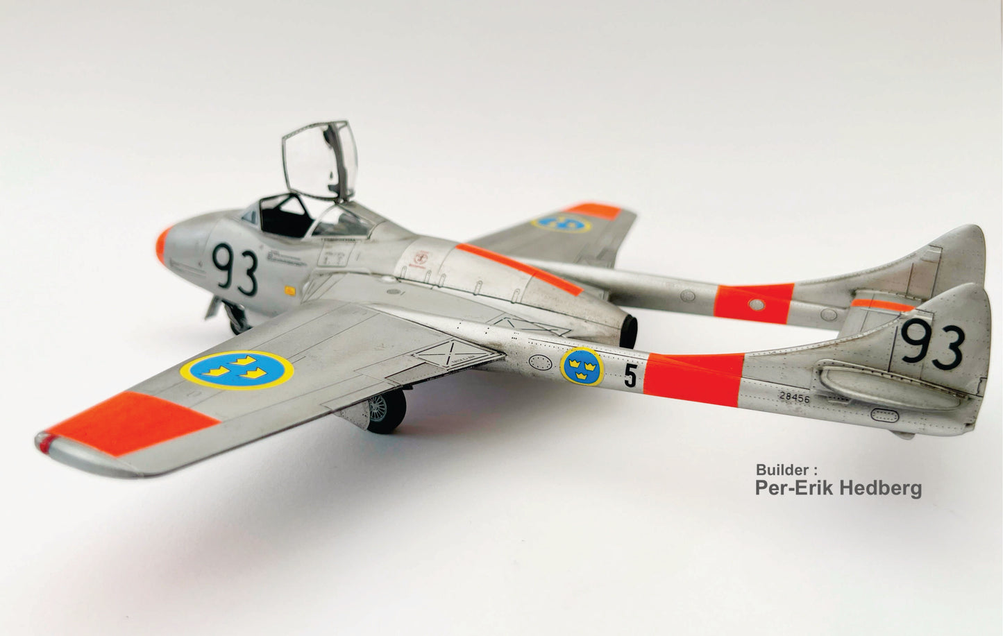 J28 C Vampire in Swedish Air Force, 1/48 scale. 48A006