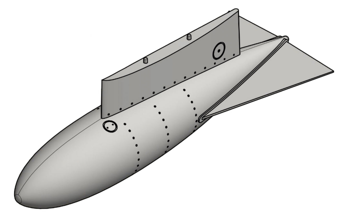 1/48 scale Drop tank ”type 1” with fins. For J29 Tunnan. 48R017