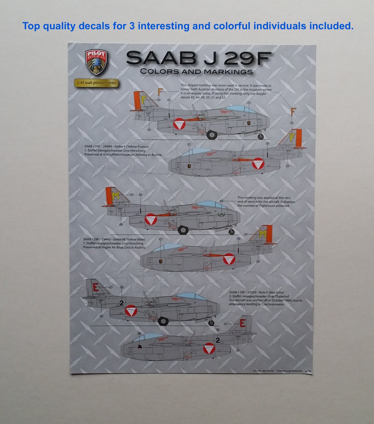 SAAB J 29 F - Austria, 1/48 scale. 48A003