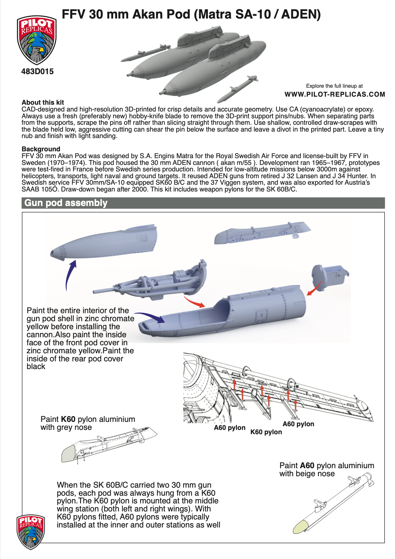 1/48 scale FFV 30 mm Akan Pod 483D015