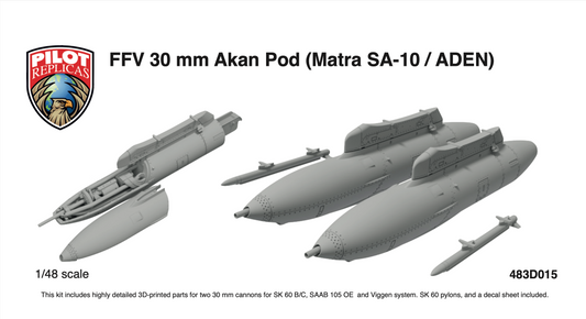1/48 scale FFV 30 mm Akan Pod 483D015