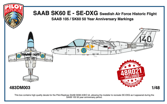 SAAB SK60 E - SE-DXG SAAB 105 50 Years Special Edition box  48DM003SE  1/48 scale